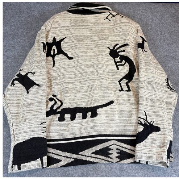 VINTAGE Painted Pony Jacket Womens S/M Beige Woven Oversized Southwestern Tribal - Picture 2 of 6